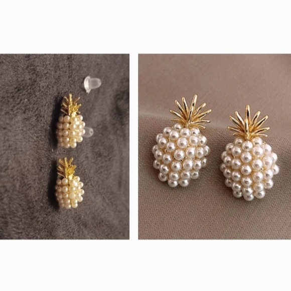 4/$40 New Faux Pearl Pineapple Design Stud Earrings - Picture 1 of 7